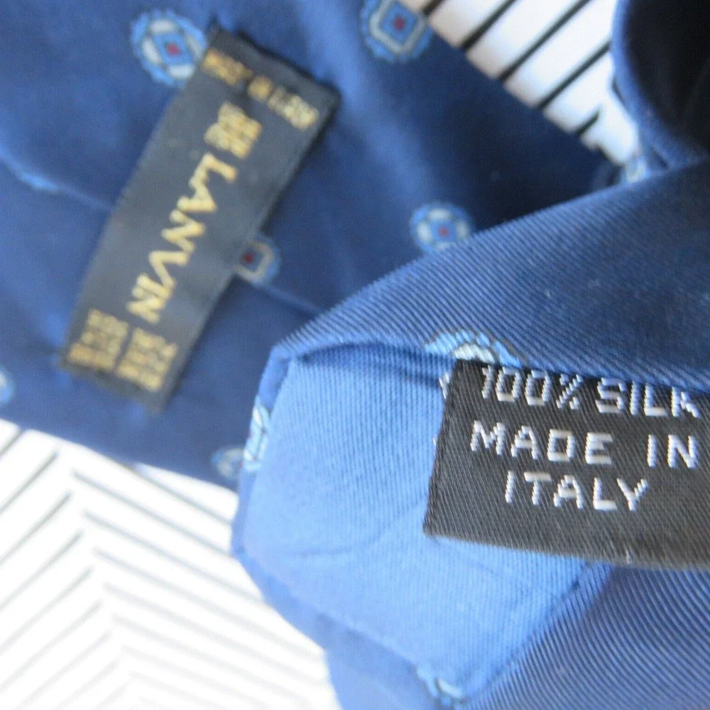 Lanvin Blue Patterned Silk Tie Made In Italy
